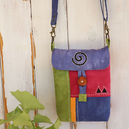 Hand Dyed Small Messenger/Cross Body Bag, multicoloured