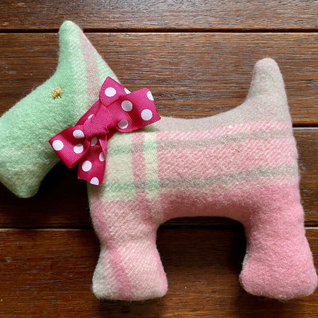 Upcycled Woollen Blanket Scotty Dog Softie Pink