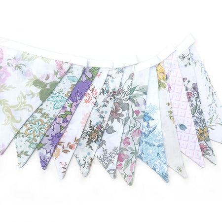 Pretty Spring Pastel & Ivory / White Multi-Colour Floral Flag Bunting