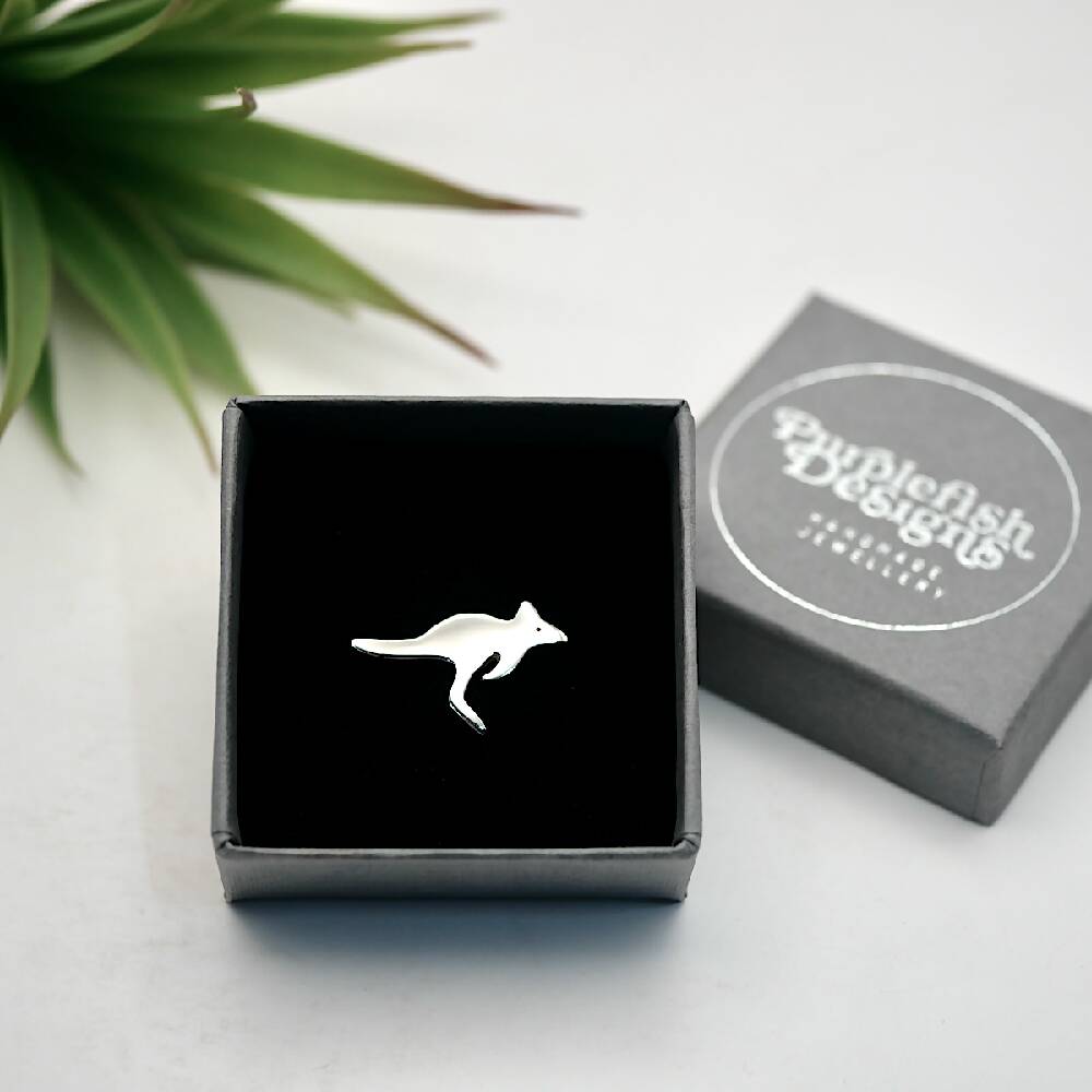 Joey Pin- Handmade Sterling Silver Kangaroo Brooch