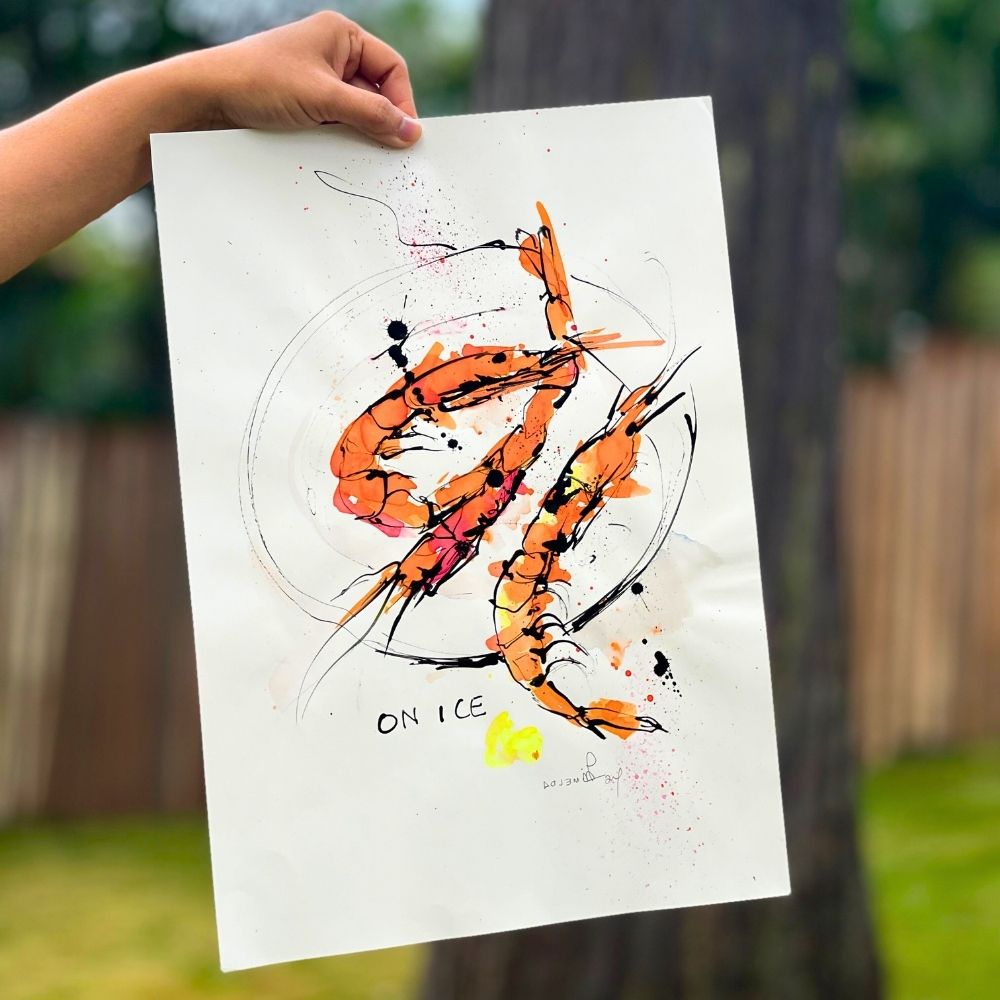 "Prawns, on Ice" | Original Art | A3