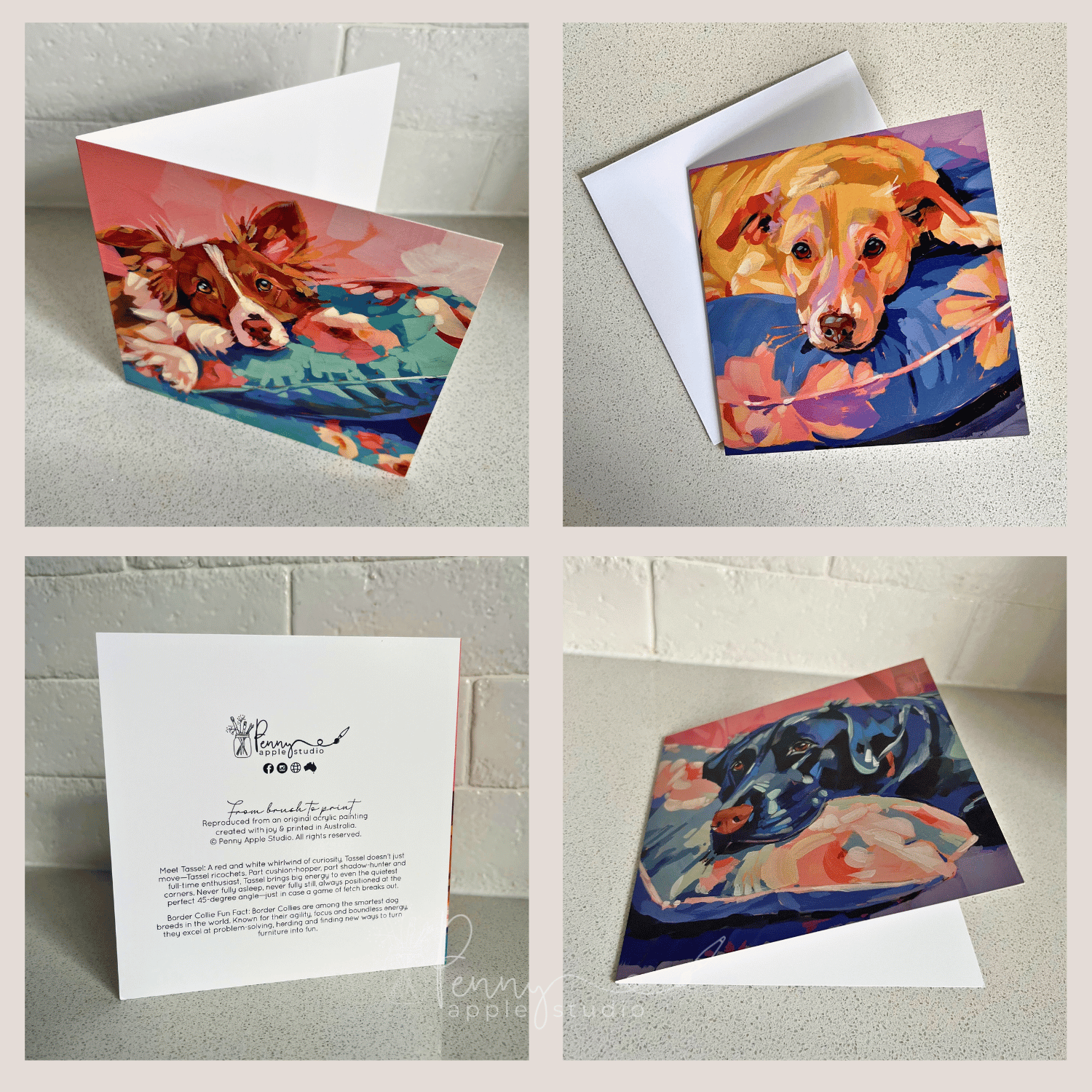 Fluff & Florals Puppy Dog Art Greeting Card - You Choose!