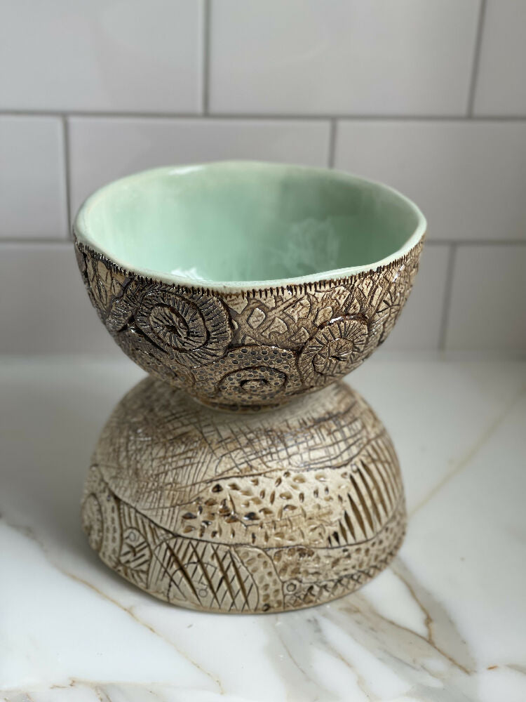 Australian Ceramic Pottery Artist Ana Ceramic Home Decor Kitchen and Dining Servingware Ramen Noodle Ceramic Bowl Organic Carved Australian Handmade One of a Kind