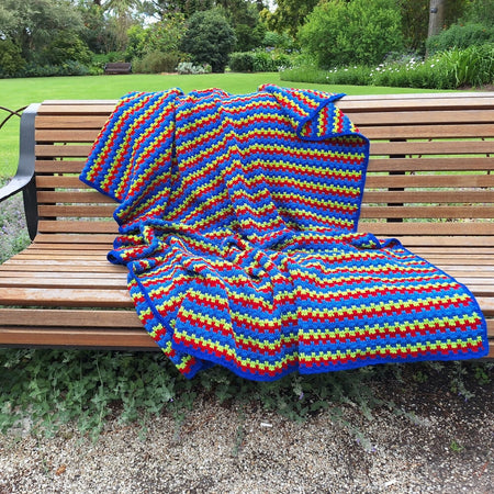 Crochet Blanket Primary Colors Bright & Cosy