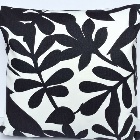 Black and white floral cushion cover