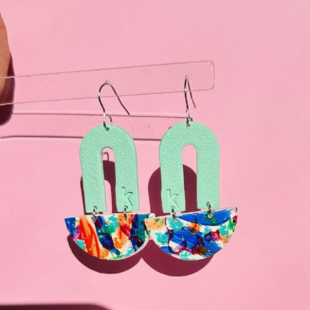 Vibrant handpainted polymer clay dangles