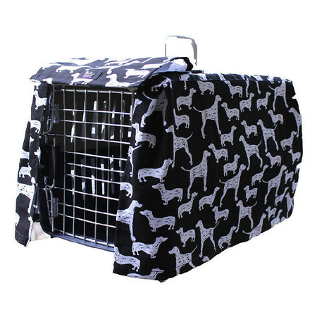 Pet carrier cover case for travel. Black and white dog print. Please check measurements