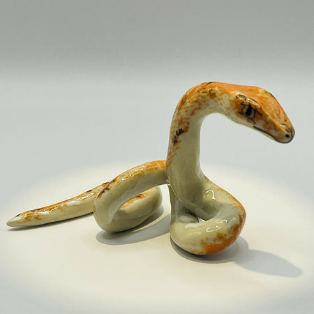 Ceramic Orange Snake ornament/ plant decor