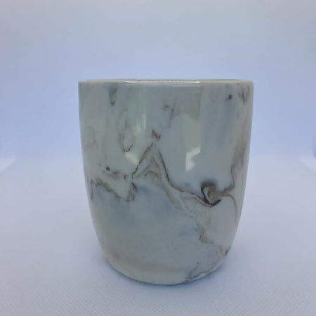 Brown & White Hand Crafted Ceramic Marbled Coffee Mug 250ml