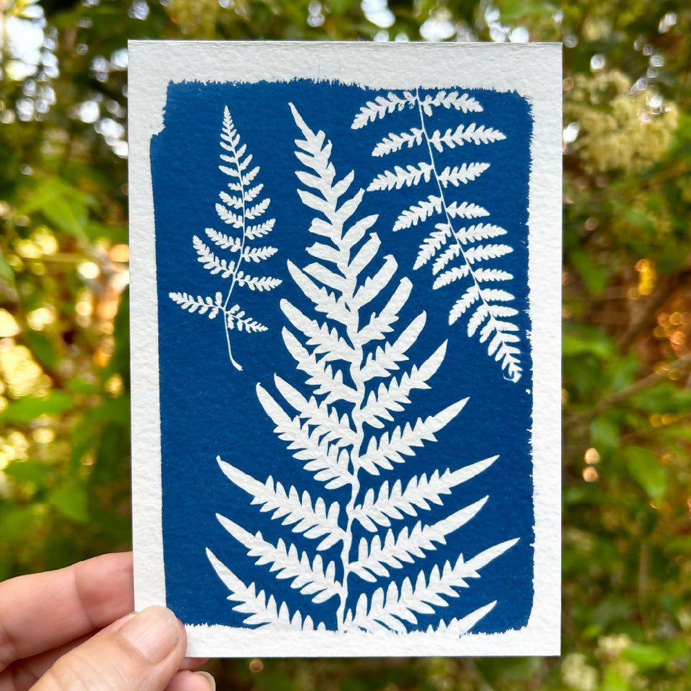 Fern art print original cyanotype 4x6 inches postcard size
