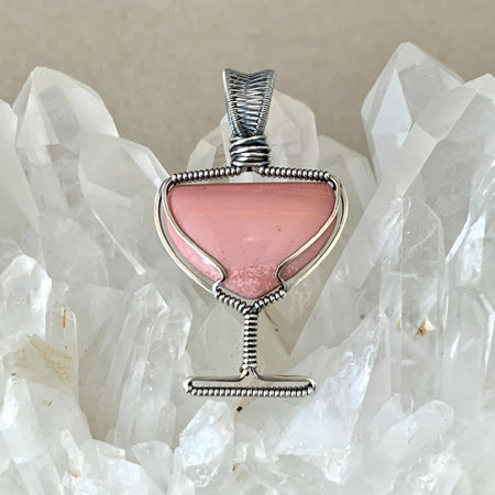 Pink Opal Chalice Pendant - Handcrafted with Ethically Sourced Recycled 925 Sterling Silver