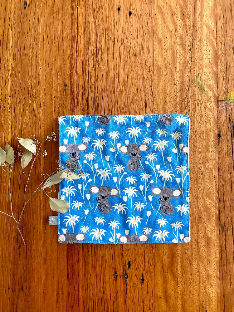 wash cloth - blue koalas / organic cotton hemp fleece / baby toddler child