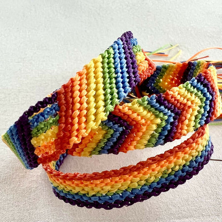 Rainbow Macrame Bracelet - 4 designs available +FREE Microfibre Pouch