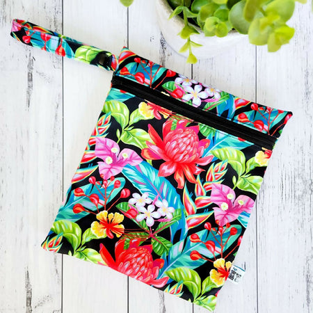 Reusable Waterproof Zip Bag, Small - Bright Tropical