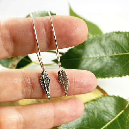 Argentium Silver Saw Pierced Leaf Earrings