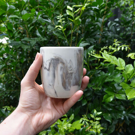 Brown & White Hand Crafted Ceramic Marbled Coffee Mug 250ml