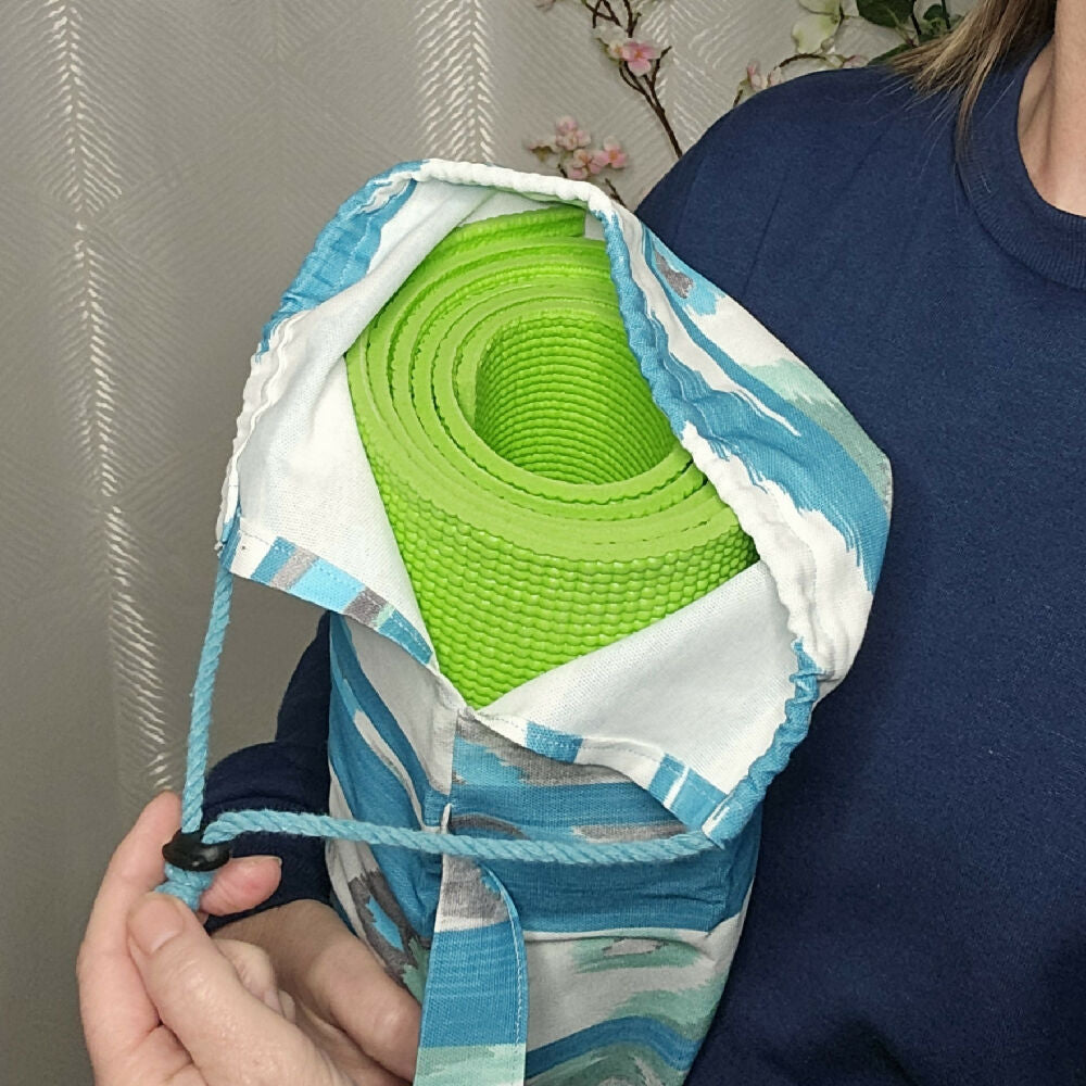 Yoga/Pilates Mat Bag - Blues & Aqua Aztec