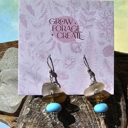 Handcrafted Sea Glass and Bead Earrings - Unique and Elegant