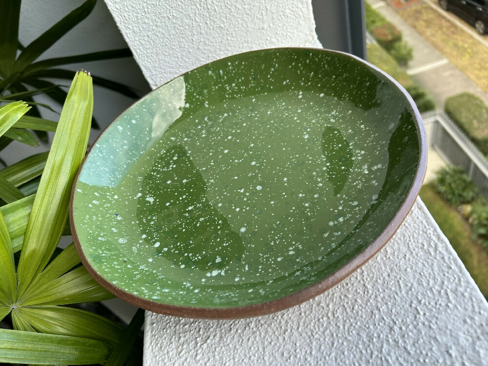 Green pottery sering bowl