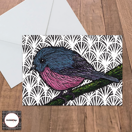 Pink Robin Greeting Card + Envelope