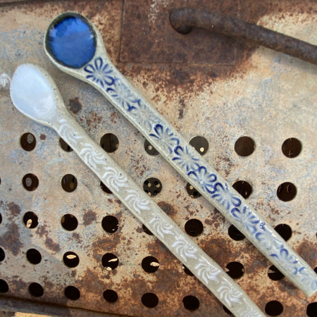 Ceramic Teaspoons / Handmade Pottery / Embossed