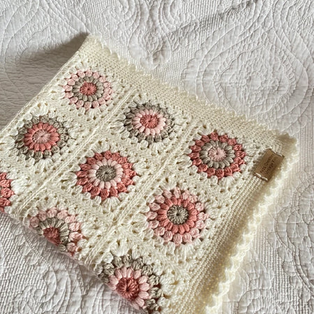 MADE TO ORDER Crocheted Wool Baby Blanket Pinks Stone Frost