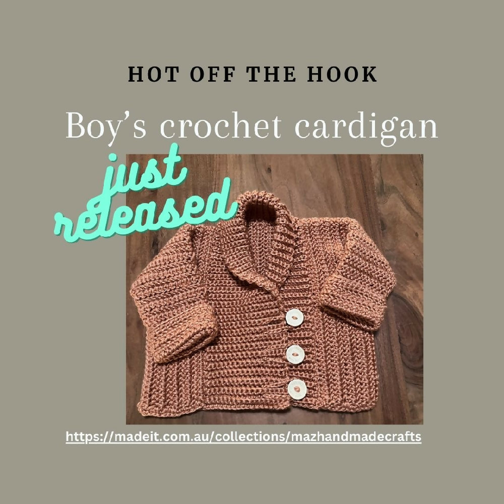 Hand made crocheted boys cardigan