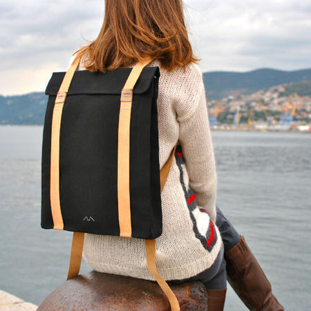Handcrafted Canvas Leather Laptop Backpack - Essential Accessory for Work
