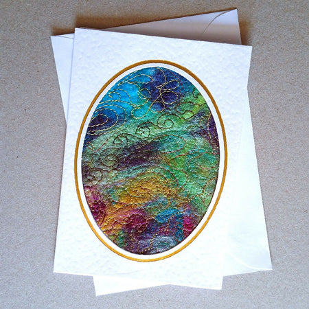 Embroidered silk paper card 13