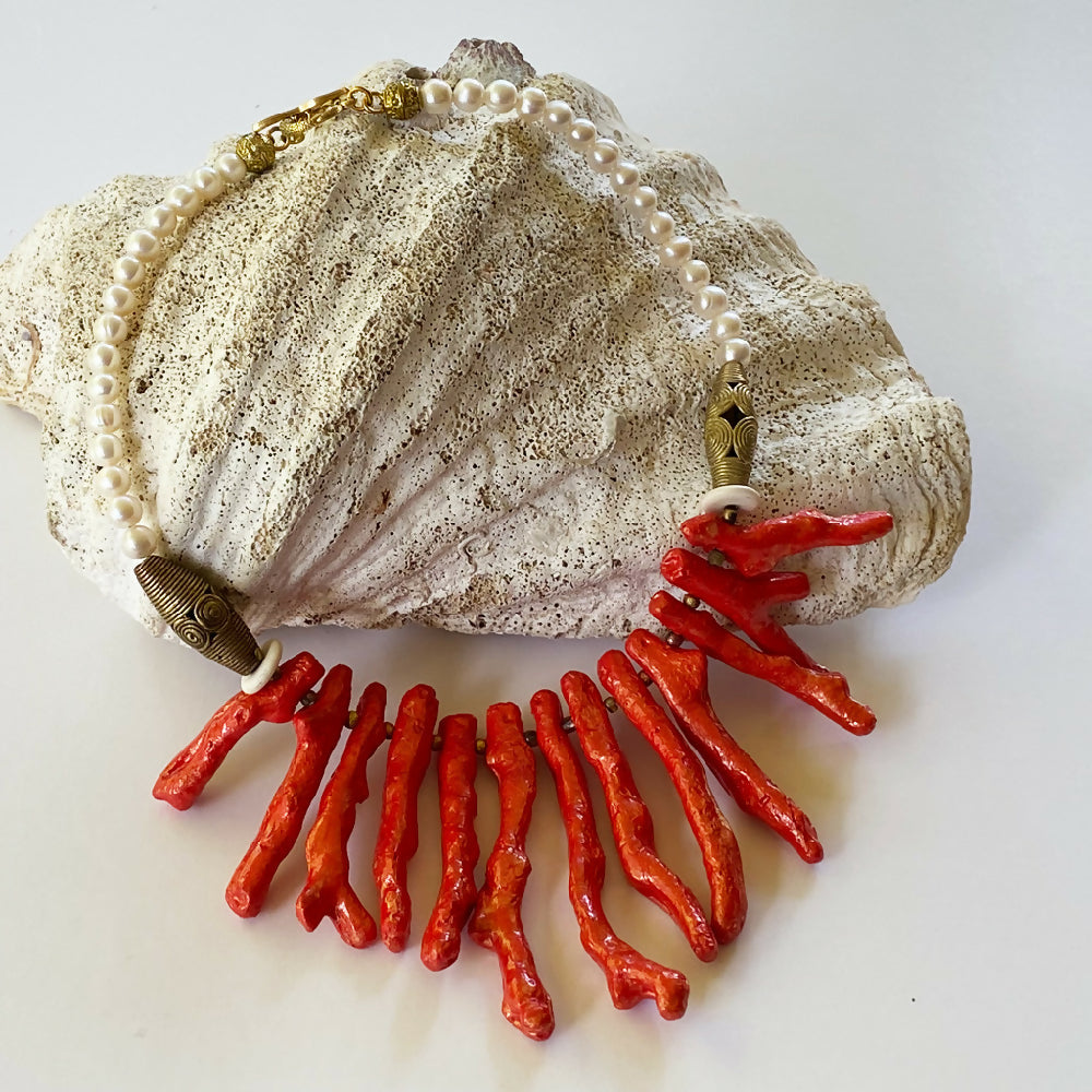 Coral and Pearl Necklace