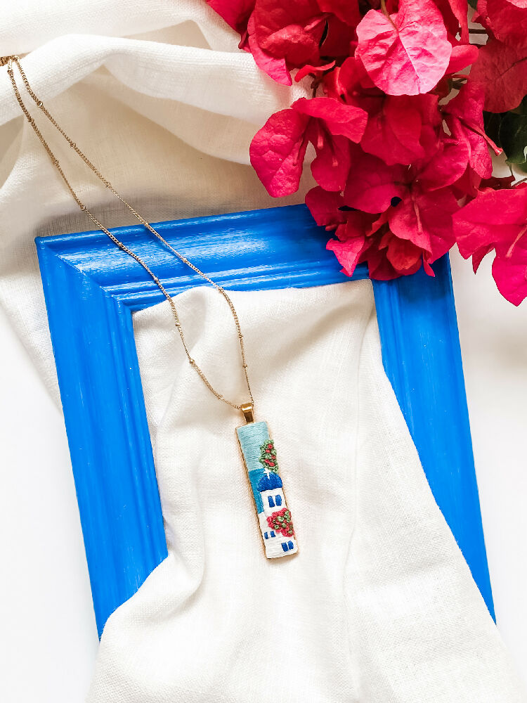 Santorini Hand Embroidered Necklace – Wearable Art Inspired by the Greek Islands