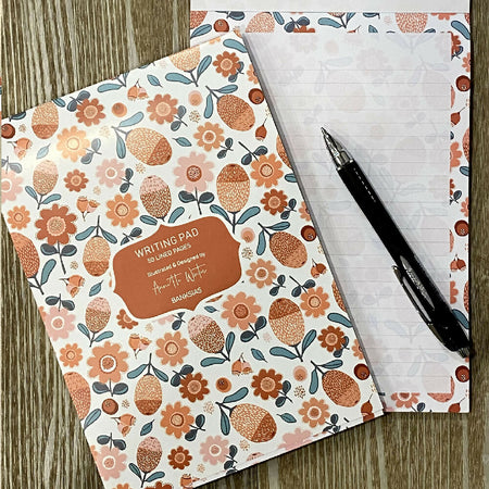 Writing Pad with Cover - Modern Banksias Floral Notepad