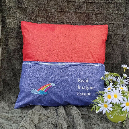 Book Reading Cushion Read Imagine Escape Glittery Design