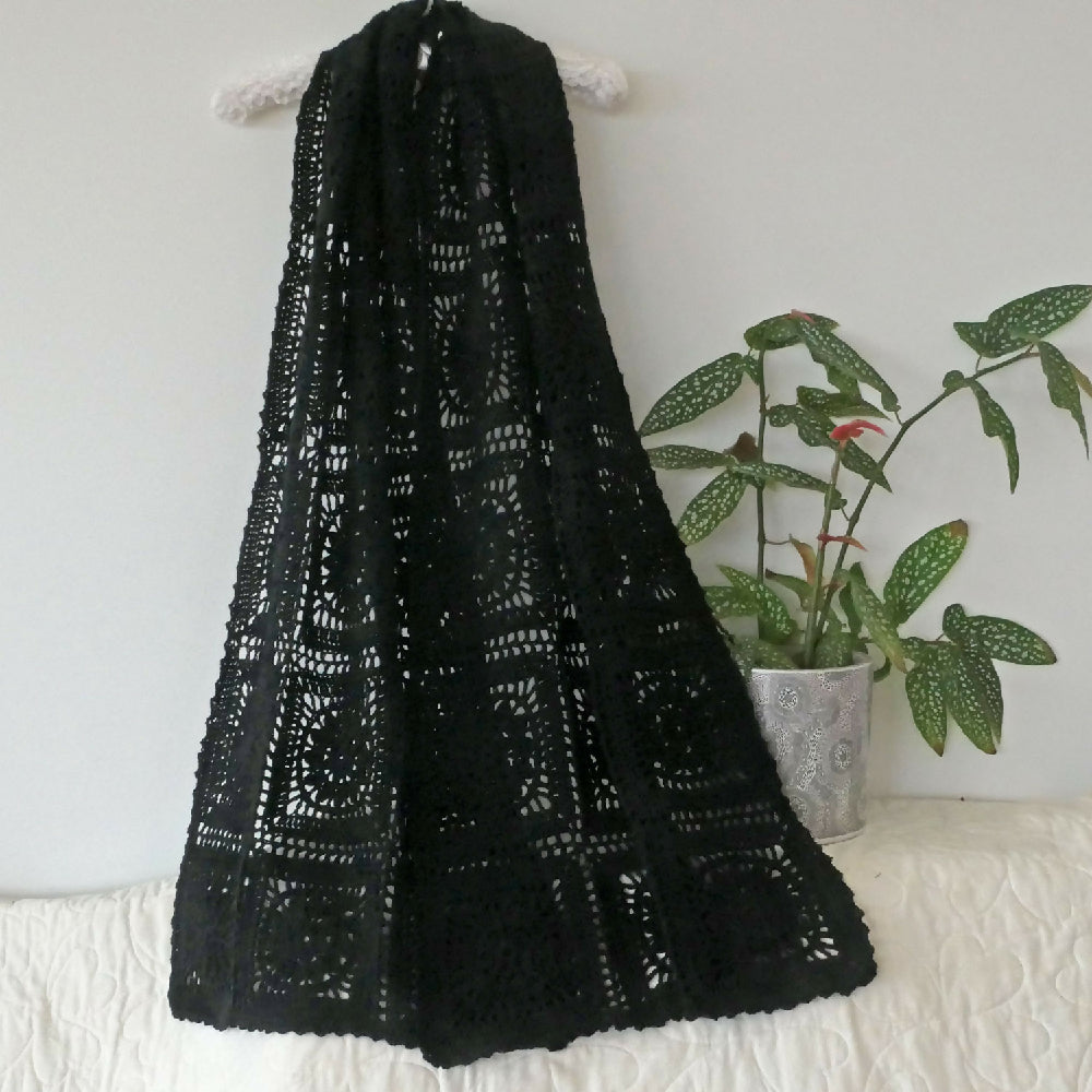 Black stole / shawl. Perfect formal-wear accessory. Free shipping