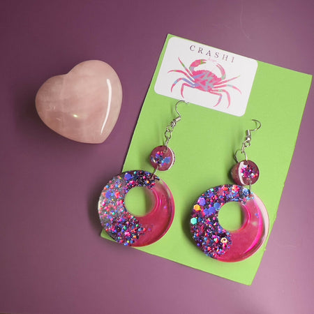 Pink Purple Shimmer Orbs Earrings