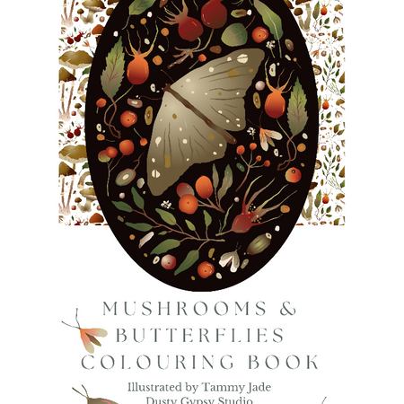 Mushrooms and Butterflies Colouring book