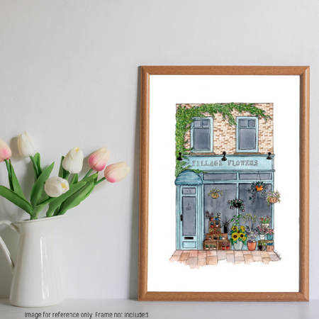 Watercolour Art Print - The Storefront Series - 'Village Flowers'