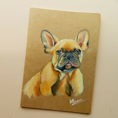 Lined Handpainted French Bulldog Notebook