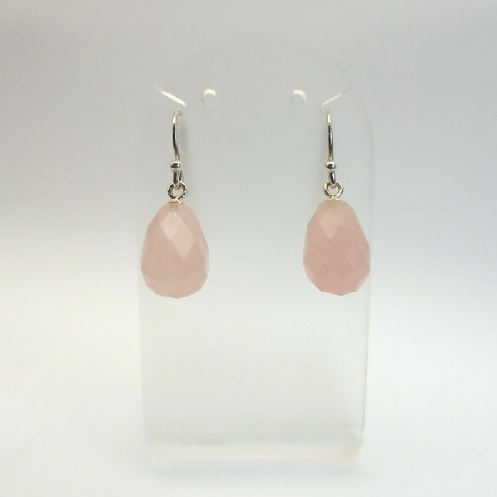 Rose - quartz - briolettes - sterling - silver - white - background