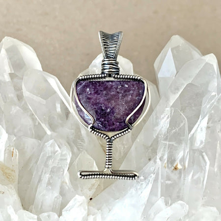 Lepidolite Chalice Pendant - Handcrafted with Ethically Sourced Recycled 925 Sterling Silver