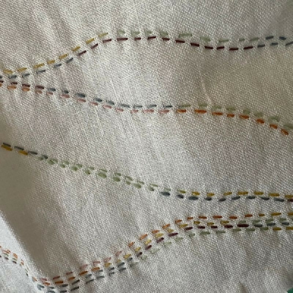 Hand stitched pure linen tea towel by Leumesin Handmade