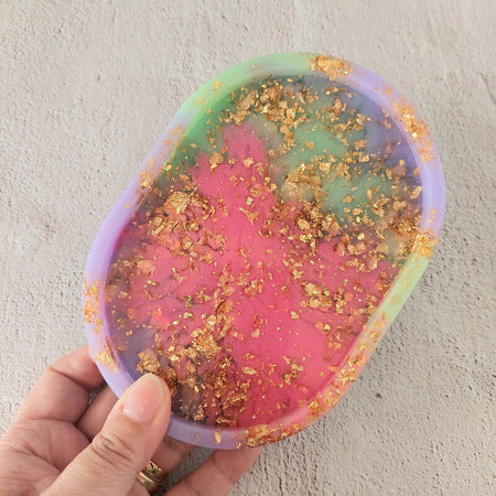 Gold Foil Resin Trinket Dish Jewellery Holder