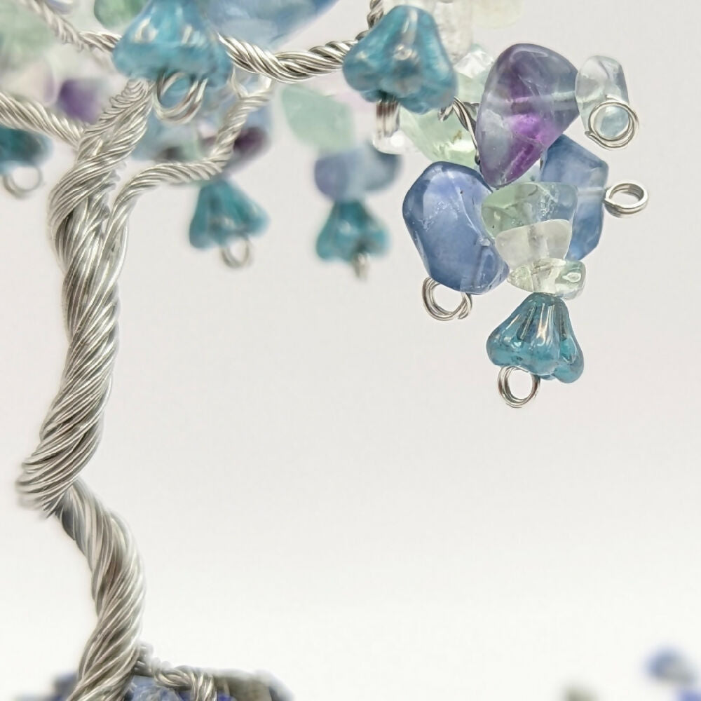 Gemstone tree ~ spiritual connection ~ rainbow fluorite & amethyst & lapis lazuli