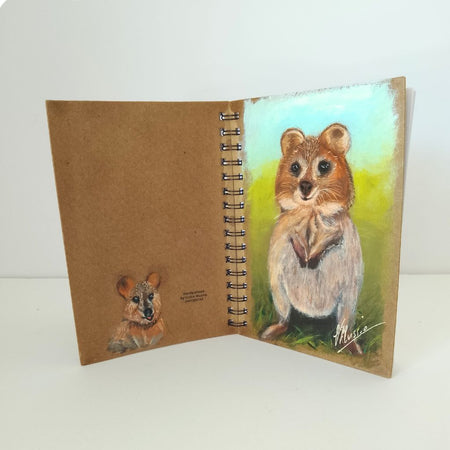 Quokka - Handpainted Notebook - Size A5 lined pages