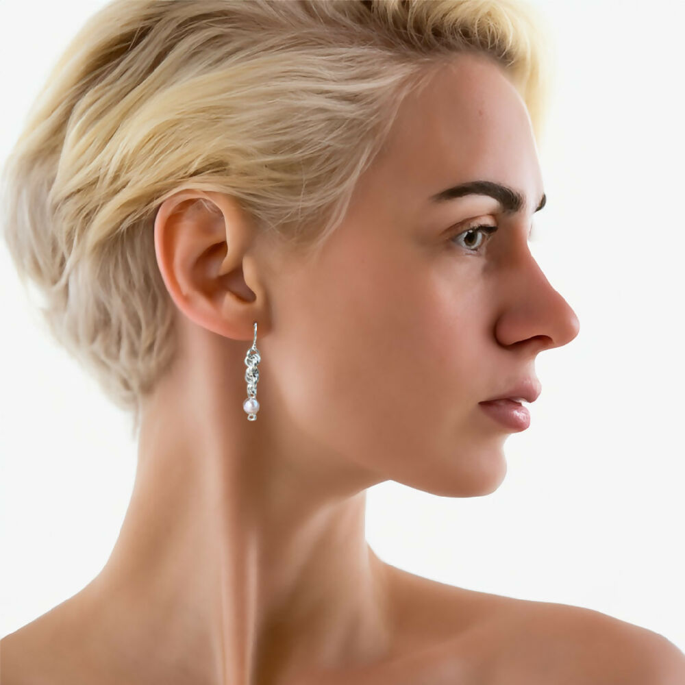 Sterling silver spiral + pearls earrings model