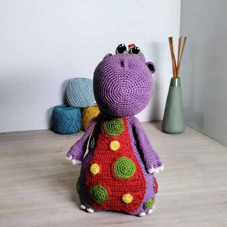 Purple Dinosaur soft toy jointed head