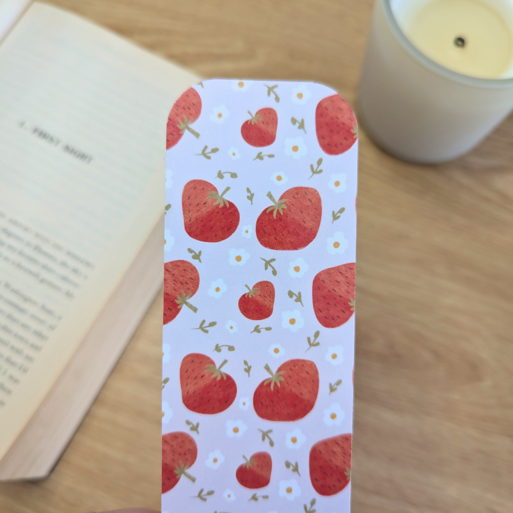 strawberries bookmark close up