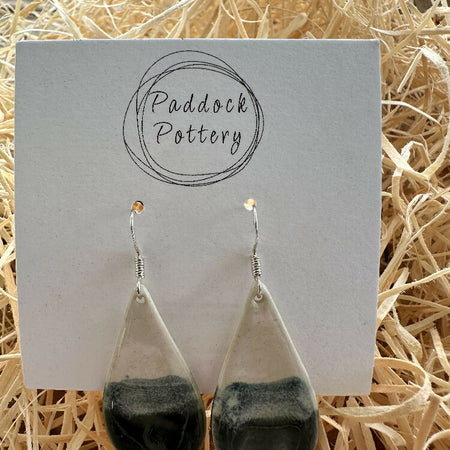 Paddock Pottery - Handmade Ceramic Earrings Teardrop with Silver Hook