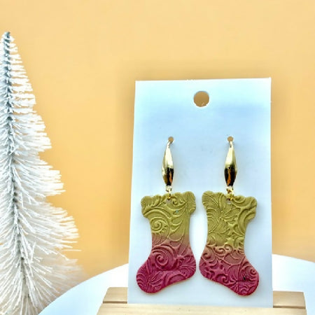 Ombre Christmas Stocking Earrings – Handcrafted Holiday Jewelry, On Sale!