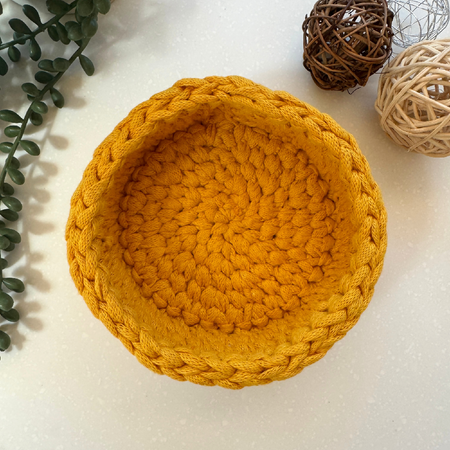 Handmade basket | Recycled yarn | Mustard Pixie